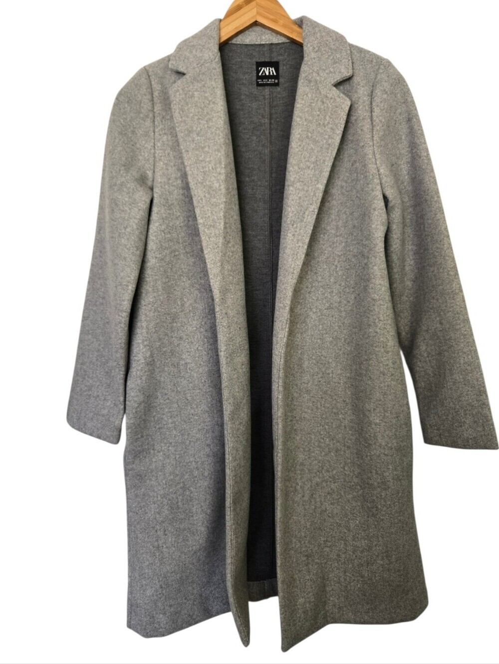 Zara Gray Longline Open Front Coat | Size Small - Picture 2 of 4